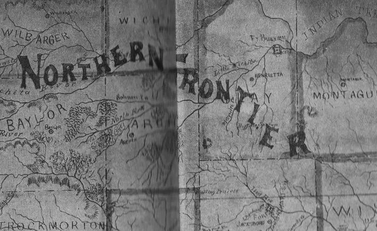 A fragment of an old map with the words “Northern Frontier” lettered across it.
