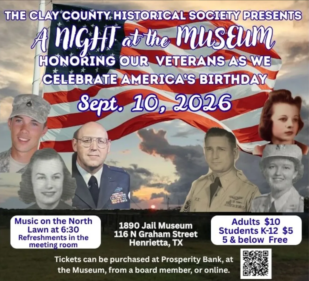 The Historical Society’s flyer for A Night at the Museum — the date, times, prices, and ticket outlets it lists appear in the text on this page.